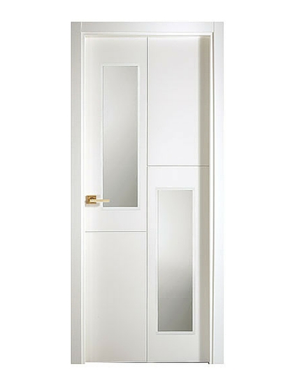 ekskluzywne drzwi białe, białe drzwi ze złotą klamką, drzwi do sypialni wykończone szkłem